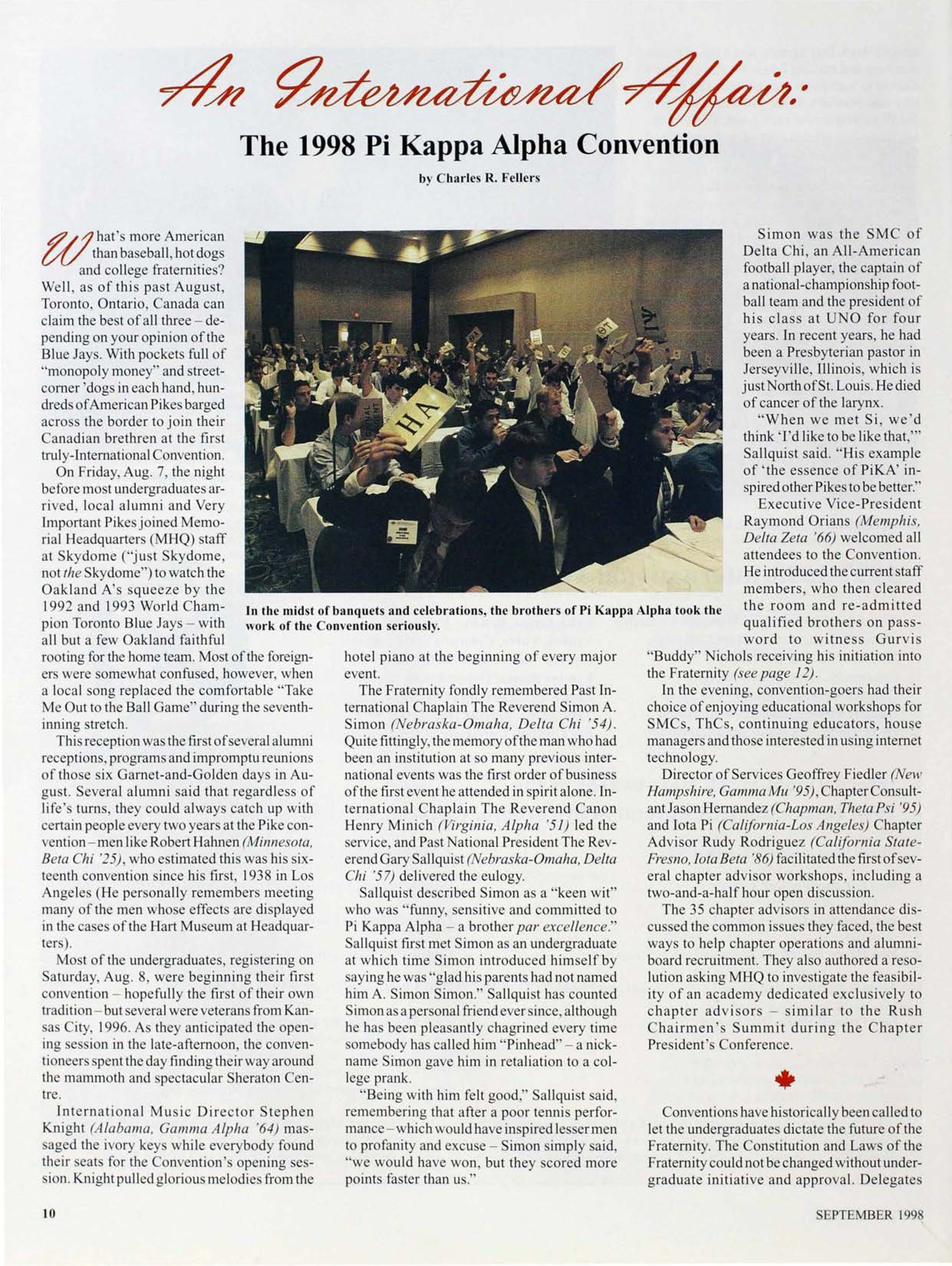 An International Affair: The 1998 Pi Kappa Alpha Convention